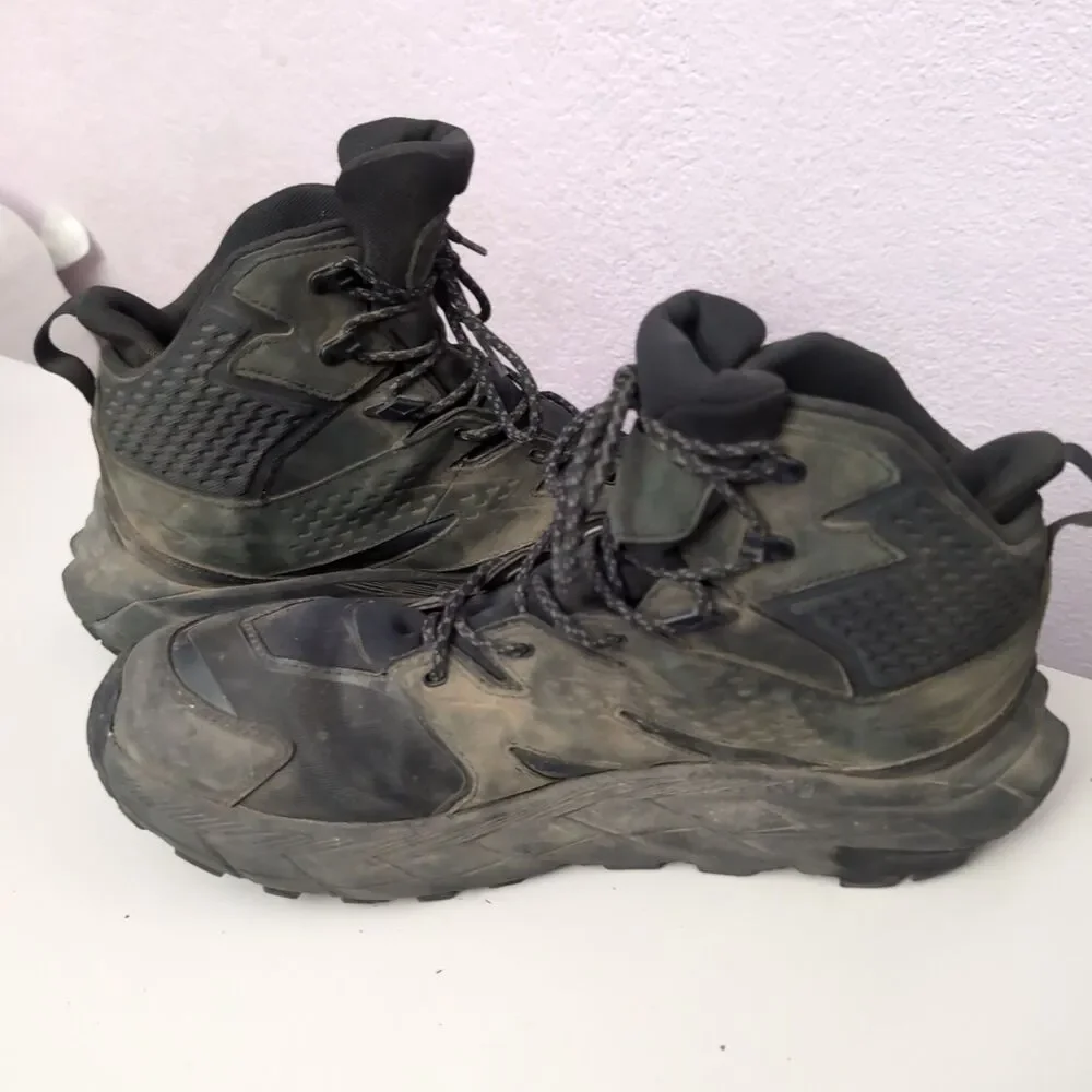 Hoka One Anacapa Mid Boots Mens Size 12.5D Black Vibram Megagrip Gore Tex Hiking